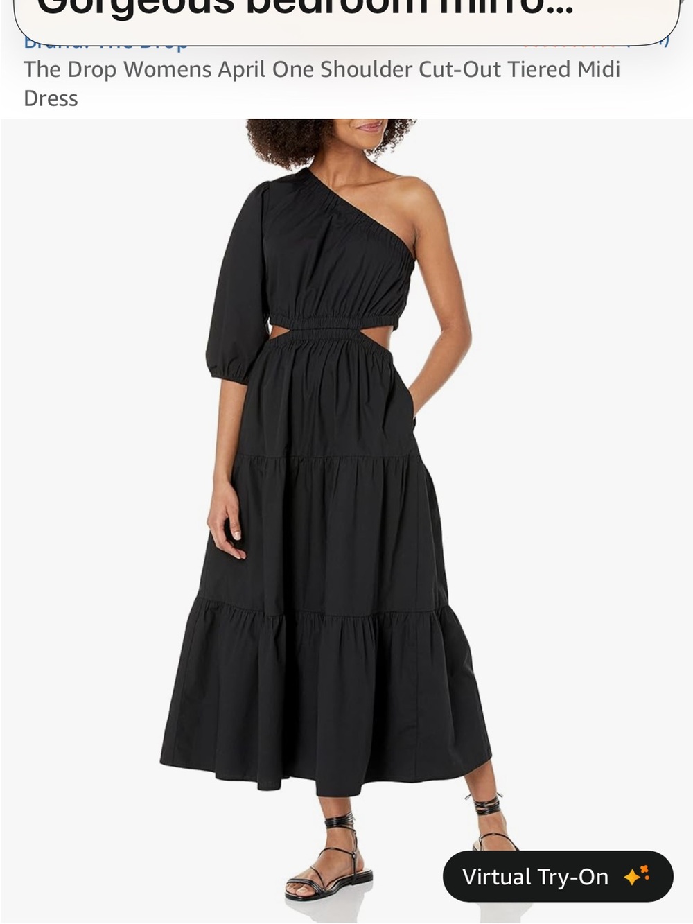 One-Shoulder Black Maxi Dress with Cutout